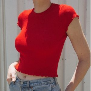 Brandy Melville Red Lizzy Thermal Top